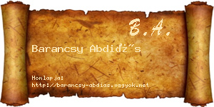 Barancsy Abdiás névjegykártya